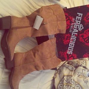 Wide calf camel colored boots